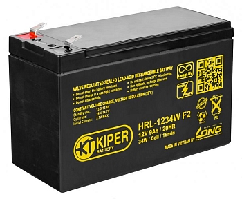 Аккумуляторная батарея Kiper HRL-1234W F2, 12В, 9Ач