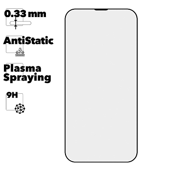 Защитное стекло Mr.cat для iPhone 13 Pro Max Anti-Static, Plasma Spraying черное (ударопрочное)