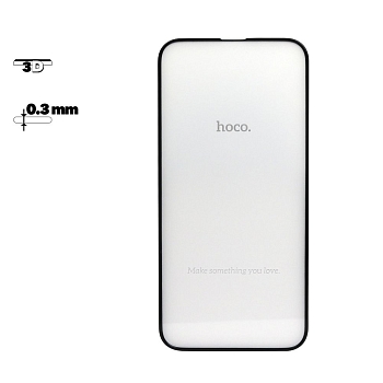 Защитное стекло Hoco Nano для Apple iPhone 13 Max 3D, A12, 0.3 мм с черной рамкой